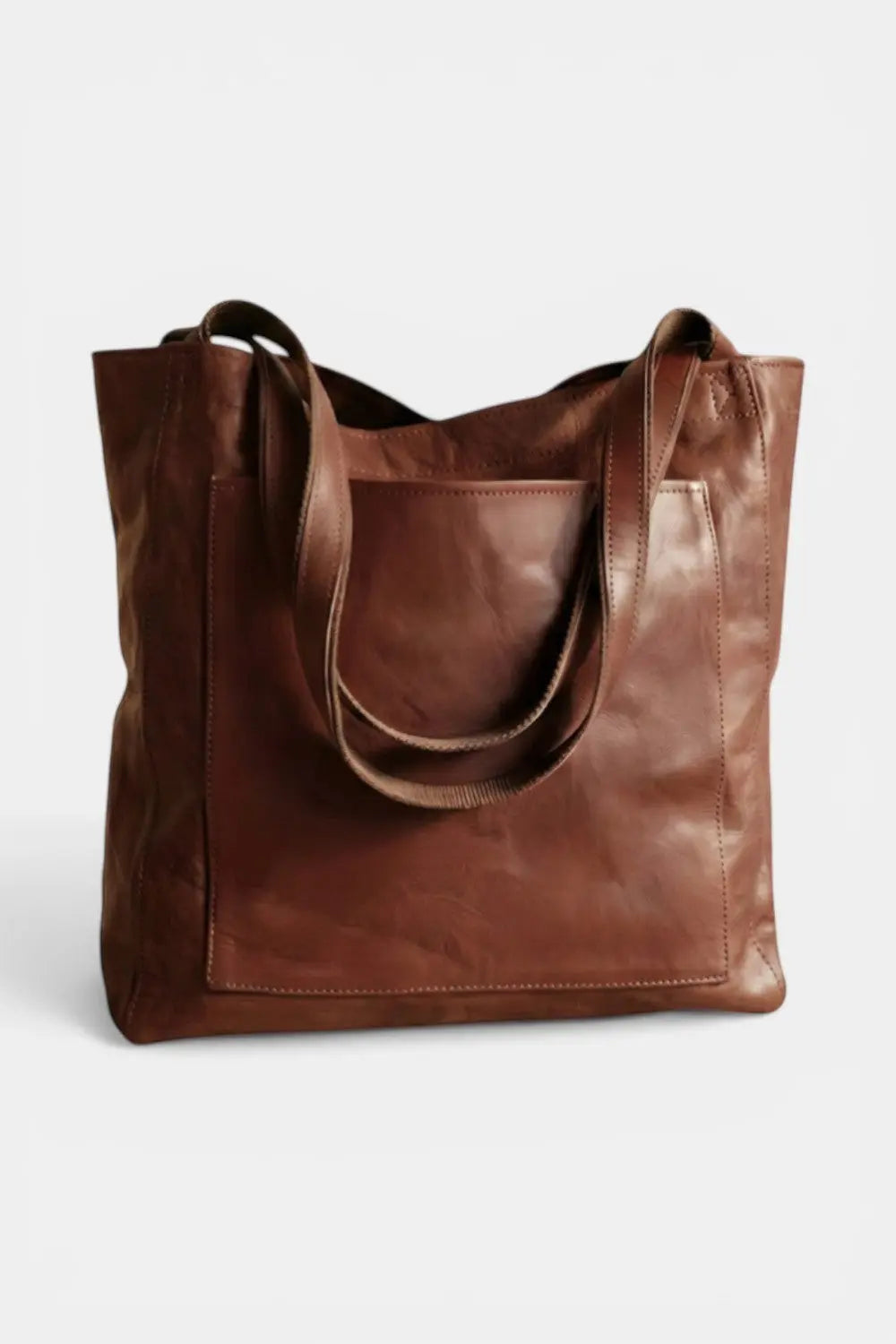 Byfleet | Large Leather Tote Bag with Outer Pocket RAVIKEN
