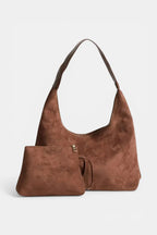 Burnham | Suede Tote Shoulder Bag with Zip RAVIKEN