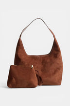 Burnham | Suede Tote Shoulder Bag with Zip RAVIKEN