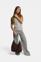 Burnham | Suede Tote Shoulder Bag with Zip RAVIKEN