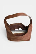 Burnham | Suede Tote Shoulder Bag with Zip RAVIKEN
