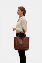 Byfleet | Large Leather Tote Bag with Outer Pocket RAVIKEN