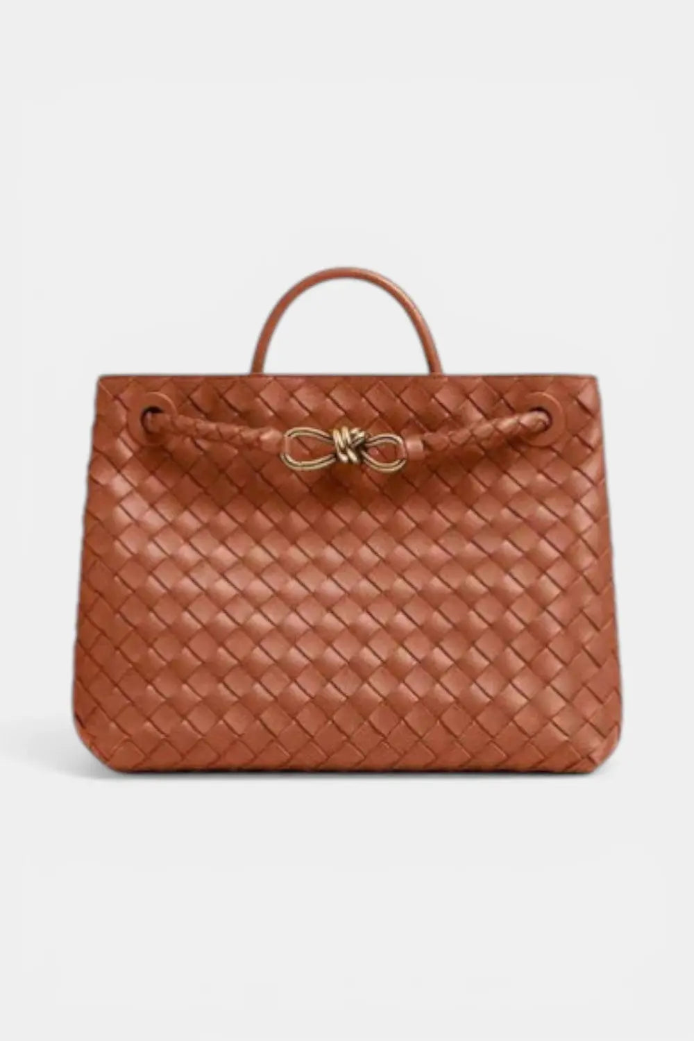 Fitzroy | Woven Vegan Leather Tote with Gold Clasp RAVIKEN