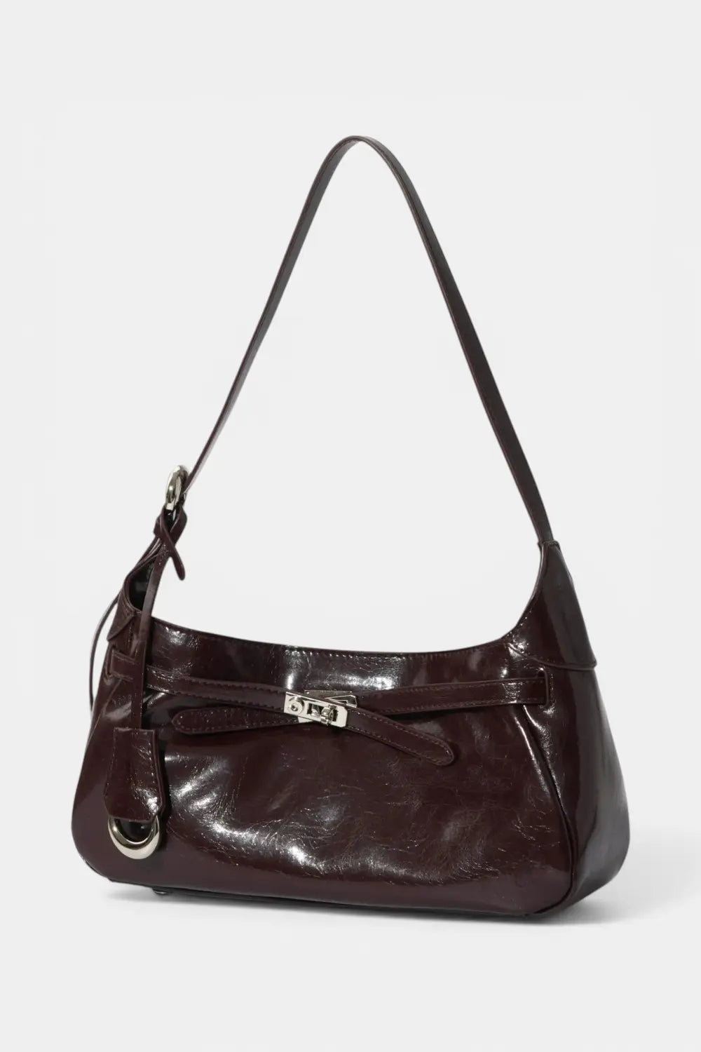 Bray | Glossy Leather Evening Handbag with Silver Clasp