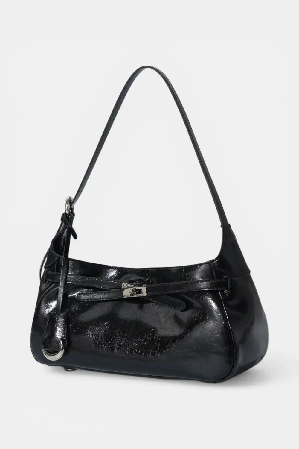 Bray | Glossy Leather Evening Handbag with Silver Clasp
