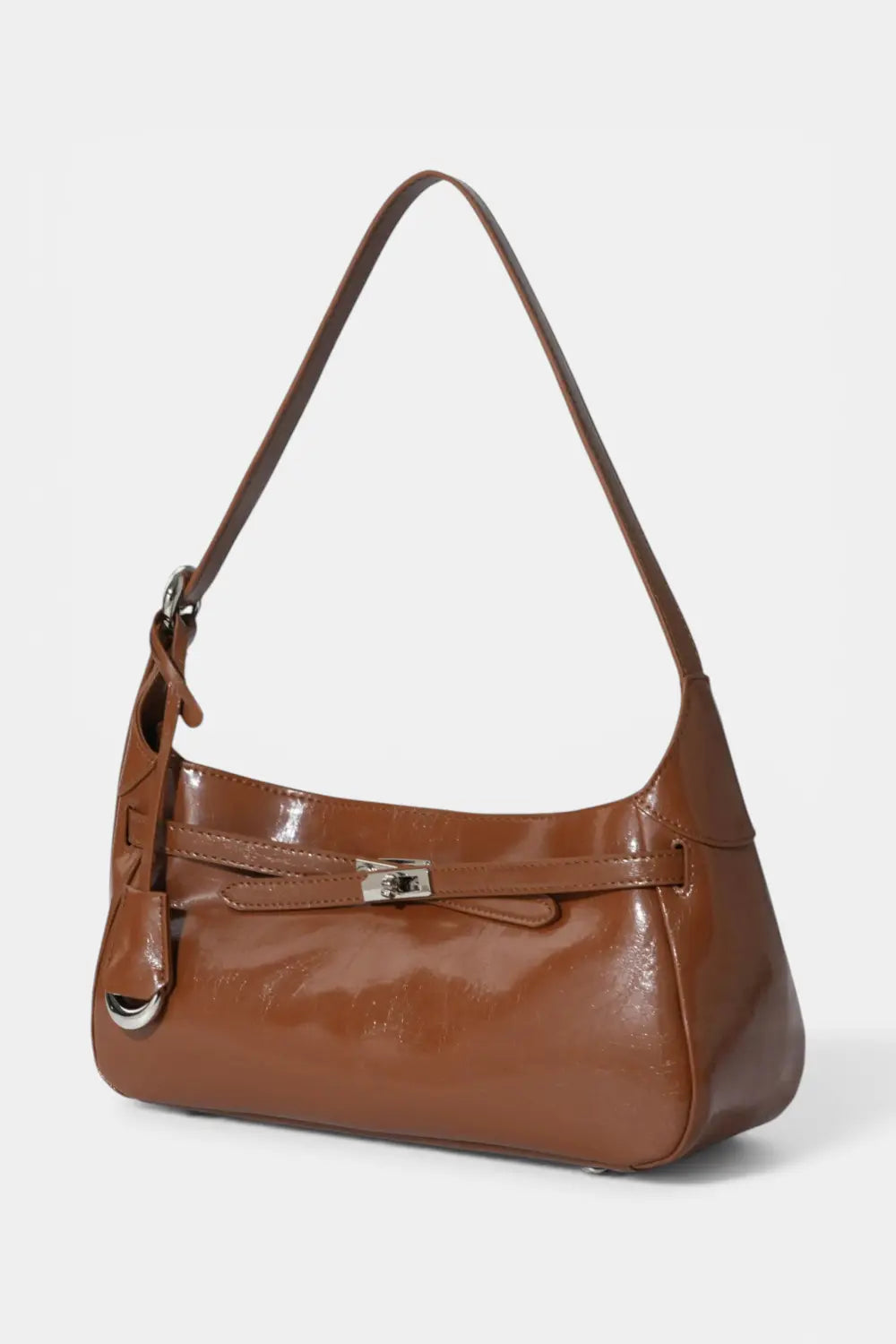 Bray | Glossy Leather Evening Handbag with Silver Clasp