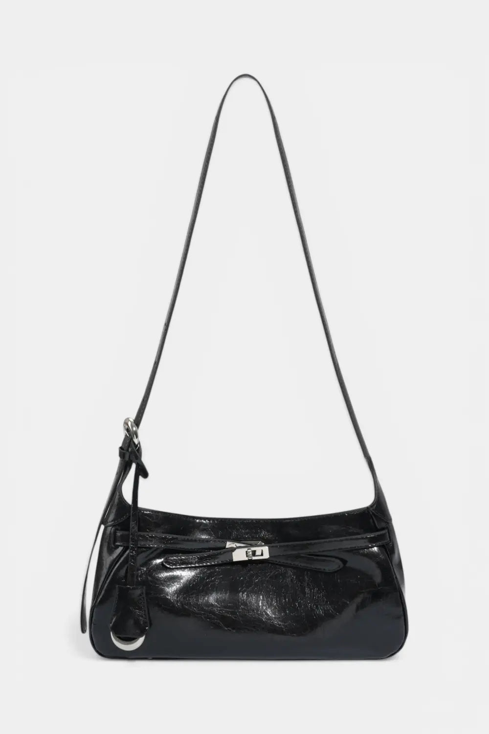 Bray | Glossy Leather Evening Handbag with Silver Clasp