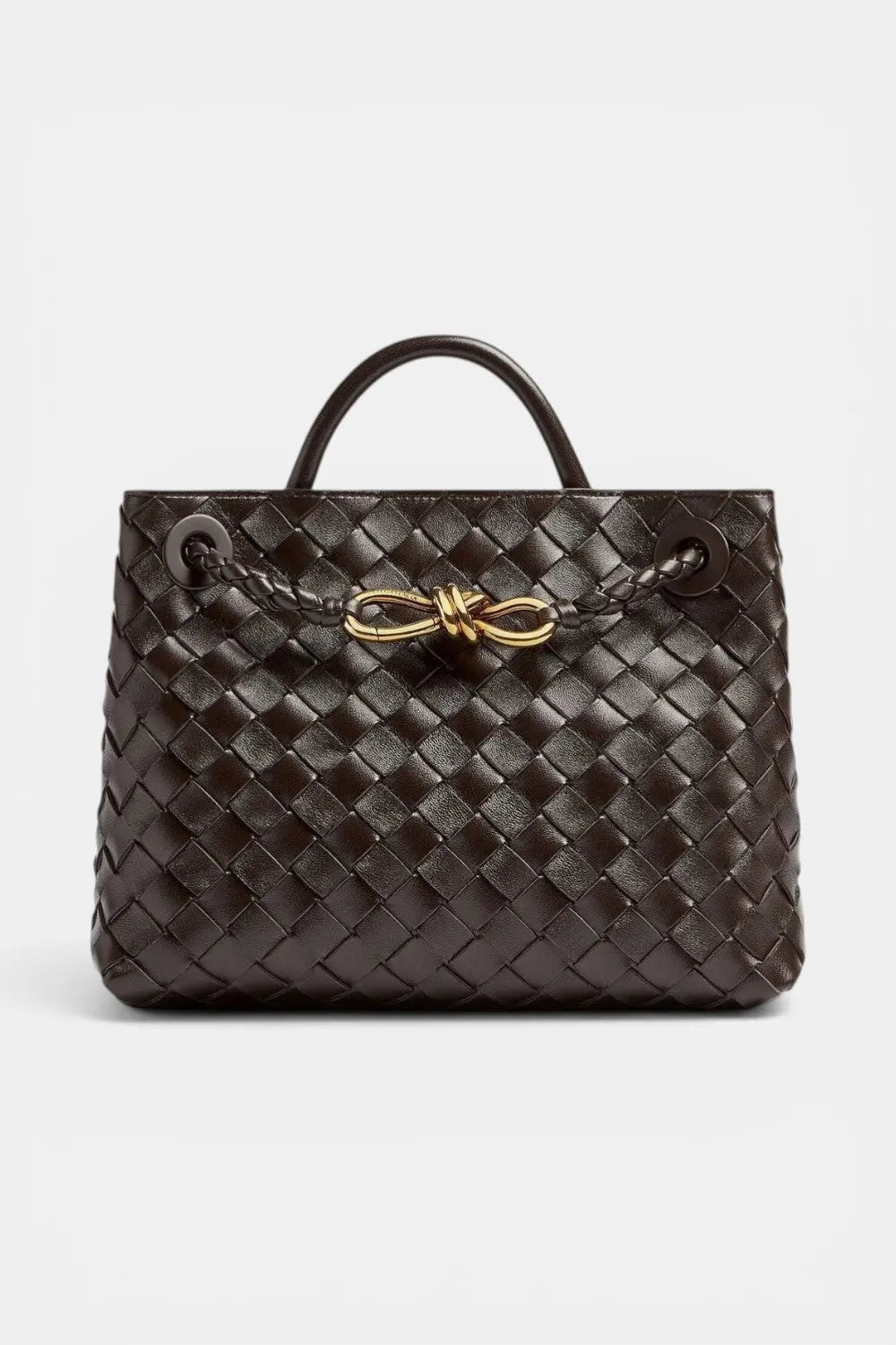 Fitzroy | Woven Vegan Leather Tote with Gold Clasp RAVIKEN