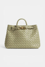 Fitzroy | Woven Vegan Leather Tote with Gold Clasp RAVIKEN