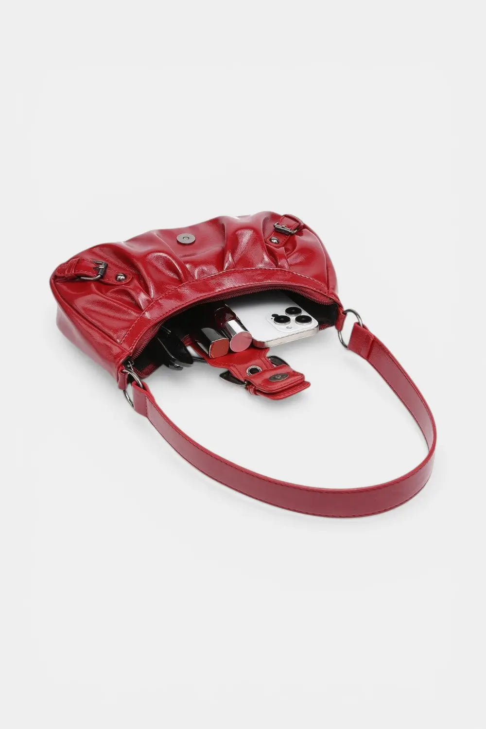 Notting | Distressed Hobo Handbag with Buckle Detail RAVIKEN