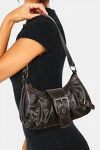 Notting | Distressed Hobo Handbag with Buckle Detail RAVIKEN