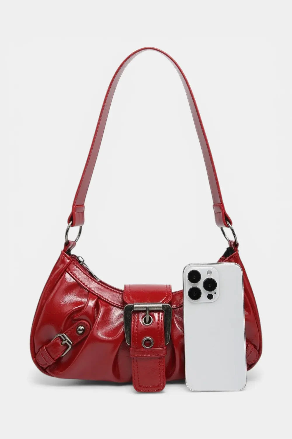 Notting | Distressed Hobo Handbag with Buckle Detail RAVIKEN