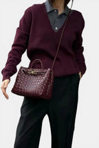 Fitzroy | Woven Vegan Leather Tote with Gold Clasp RAVIKEN